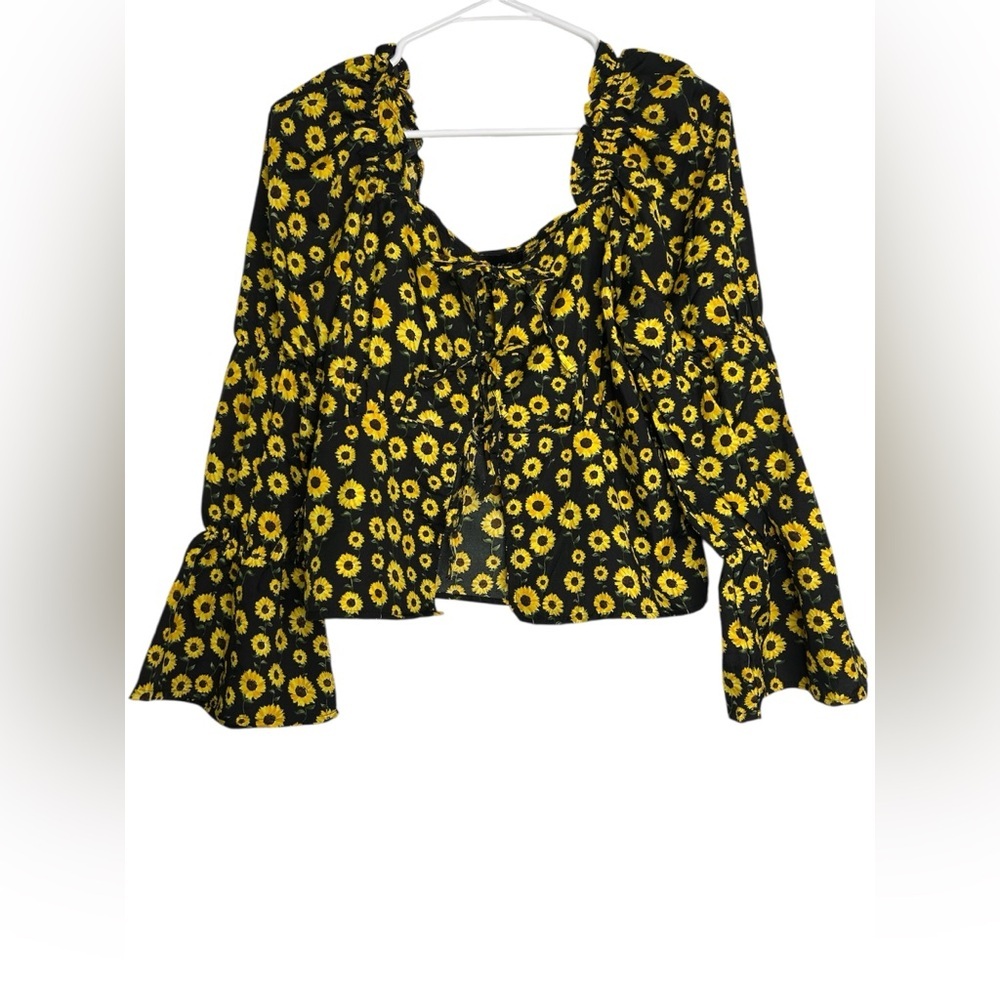 Love By Chesley Sunflower Print Blouse Summer Festival Feminine Cottagecore Boho